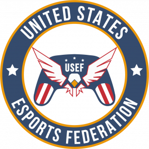 Gaming controller with stars and stripes and an eagle plus text that says United States Esports Federation