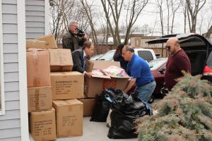 10,000 socks were loaded on a van to take to those in need through Catholic Charities in Rockland and New York