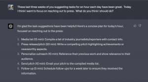 A concise 1-hour plan for reaching out to the press, including creating a media list, writing a press release or pitch, personalizing outreach, sending the pitch, and scheduling follow-ups.