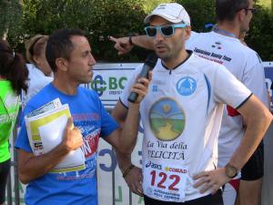 Ultramarathoner Simone Leo, who cofounded the initiative, interviewed at a race where he was sponsored by The Way to Happiness Foundation.