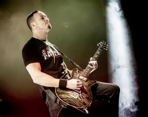 Grammy Winning Guitarist, Mark Tremonti of the bands Creed & Alter Bridge on stage at a concert in Milan, Italy
