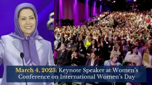 NCRI President-elect Maryam Rajavi addresses a women's conference titled "Women's Leadership Guarantees Democracy and Equality" on March 4, 2023 in Brussels, Belgium.