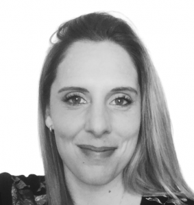 Black and whote headshot of Michelle Laruccia