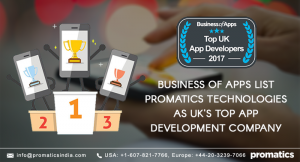 Business of Apps list Promatics Technologies as UK's Top App Development Company