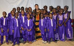Sona Jobarteh with students at The Gambia Academy