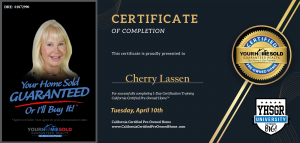 Cherry Lassen Completes Certified Pre-Owned Home Training – Offers Unmatched Benefits To Homebuyers And Homeowners