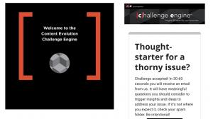 Challenge Accepted! acknowledgement message from Content Evolution's Challenge Engine.