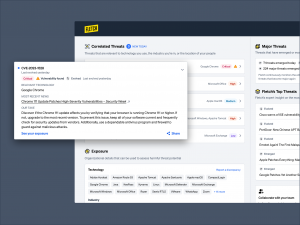 Image of Fletch Feed showing Correlated Threats, Exposure, Major Threats and Top Threats