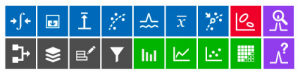 Simple buttons are used to represent analysis functions.