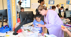 Students and Families Explore the new SmartLab at Southside Ashpole Elementary