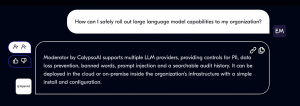 With CalypsoAI Moderator, organizations can mitigate the risks associated with the use of LLMs, including the exposure of organizational IP.