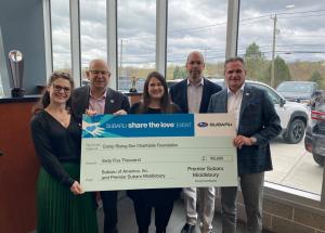 Subaru Dealership in CT Donates $65,000 to Camp Rising Sun, a children's cancer camp - Premier Subaru Middlebury