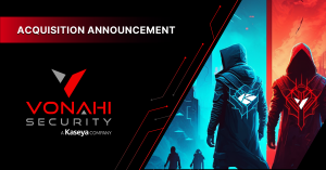 Vonahi and Kaseya Acquisition Announcement with new Vonahi logo and image of two hackers