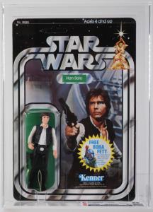 Kenner 1978 Star Wars Han Solo action figure (20 back E, graded CAS 85), a superb example with a crisp, unpunched card and clear bubble, plus straight 85 subgrades (est. $3,000-$5,000).