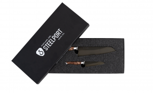 The Limited Edition “2-Piece Starter Set” features STEELPORT's two most versatile knives, award winning 8” Chef Knife and 4” Paring Knife together in a custom gift box, making it a perfect Mother's Day, Father's Day, graduation, or wedding season gift.