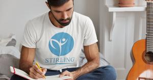 Man Studying With Stirling T-shirt