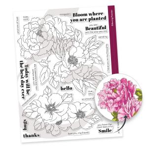 The giant Billowing Peonies Stamp Set is a unique product only found at Altenew.