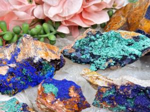 Blue Azurite And Green Malachite Crystals