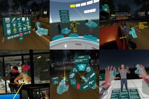 Natural user interface examples (from top left) - wristpad, asset library, cameras, collaboration, controllers, motion capture