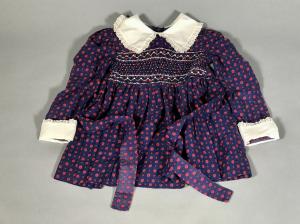Vintage Blue and Red Hand Smocked Polly Flinders Dress from the early 1970's