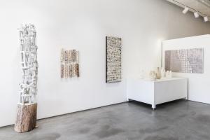 Wide shot of Jodi Walsh and Kathleen Hope Exhibition Install