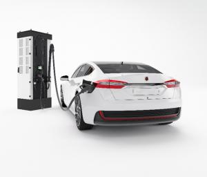 EvoCharge DC Fast Charger with car