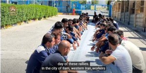 In the city of Ilam ,western Iran, workers of the local petrochemical company laid a symbolic empty table sheet on the ground to protest their low paychecks that are making it impossible for them to make ends meet.This is the third day of these rallies.