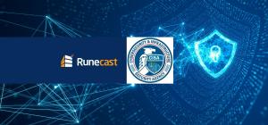 Runecast logo paired with CISA logo on dynamic blue background