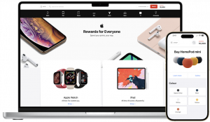 Apple Rewards Store on laptop and iPhone