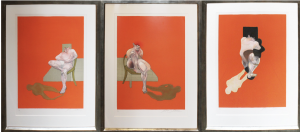 Francis Bacon, Triptych, 1983, Lot #4, Lithograph/velin Arches (triptyque)  Signed and numbered on recto  Image: 29 x 21 inches  Framed: 38 x 29 1/2 inches, Estimate: $35,000-$50,000