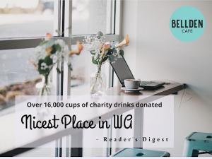 Bellden Cafe was voted the nicest place in Washington by Reader's Digest. The Bellevue cafe has donated over 16000 cups to charity.