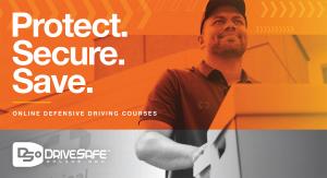 Worker moving boxes with the text Protect. Secure. Save. displayed.