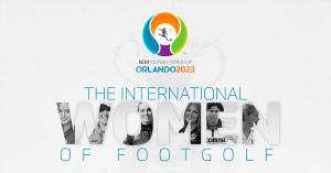 Six women from around the world competing in the 2023 FootGolf World Cup
