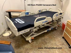 A Hill Rom P3200 Versacare bed in a high position. This prevents nursing staff and care givers from having to bend over to care for a patient.