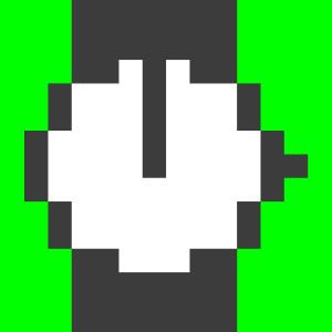 Original HackerNoon Square Logo includes a watch striking noon amidst a blindingly lime green background