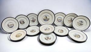 Group of early (circa 1810-1825) Italian Ginori porcelain plates from the Doccia porcelain manufactory, with hand-painted, named Italian urban views (est. $2,000-$4,000).