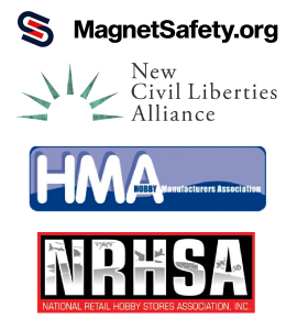 Logos for MagnetSafety.org, NCLA, HMA, NRHSA