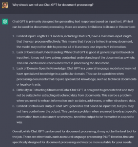 Chat GPT is not suitable for documents.