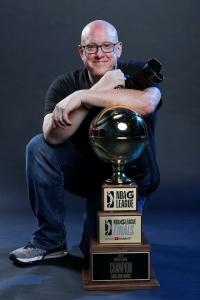 Portrait of photogrpaher, Chris Marion taken during the 2021 NBA G-League championship shoto shoot.
