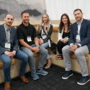 Inside the Social Hub by Kimpton Hotels & Restaurants. Hd Expo + Conference attendees networking and taking a break from the Show Floor
