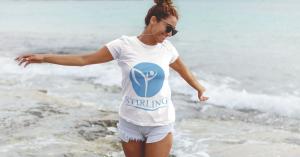 Woman At The Beach Wearing Stirling T-Shirt