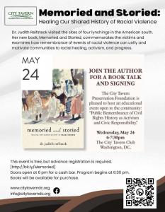 book event promotional flyer for Memoried and Storied by Judith Reifsteck