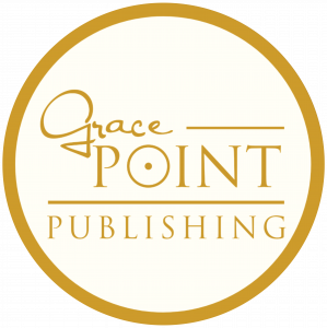 A cream circle with the words "GracePoint Publishing" written in gold within it.