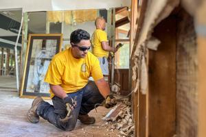 Homes were stripped of anything that was water-damaged as otherwise, it would develop mold and mildew and make them uninhabitable.