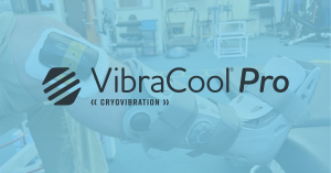 Image of VibraCool Pro logo over image of device worn with brace