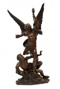 French patinated bronze figural group: La Gloire after the model by Charles Vital-Cornu (est. $3,000-$5,000).