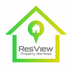 alt="ResView Property Services logo with the words surrounded by a house structure"