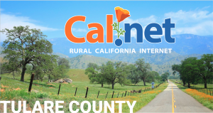 Winding Tulare County road with wildflowers and Cal.net logo