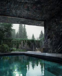 Bath house will be constructed from boulders and rock, designed to cut you off from the world and propel you into nature through its materials and design.