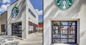 ArmRLite ADA complaint garage door with pedestrian door at Starbucks